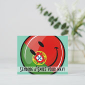 Lächelnde portugiesische Flagge Postkarte (Stehend Vorderseite)