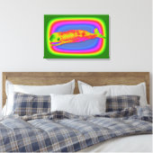 Lächelnde psychedelische Wal gewickelt Leinwand (Insitu (Schlafzimmer))