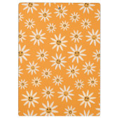 Lächelnde Retro-weiße Blume auf Orange Klemmbrett (Rückseite)
