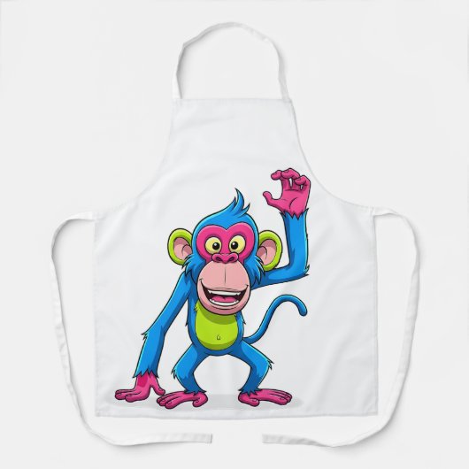 Lächelnde rosa Affe Cartoon-Maskottchen Schürze (Vorderseite)