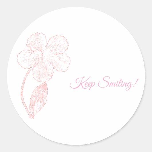 Lächelnde rosa Blumen-Inspirations-Aufkleber Runder Aufkleber (Vorderseite)