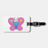 Lächelnde rosa Schmetterlingsmarken Gepäckanhänger (Vorderseite horizontal)