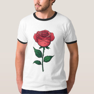 Lächelnde Rose: Surreal Minimalistischer T - Shirt