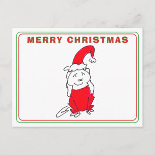 Lächelnde rote Weihnachts-Outfit-Hund-Cartoon-Weih Feiertagspostkarte
