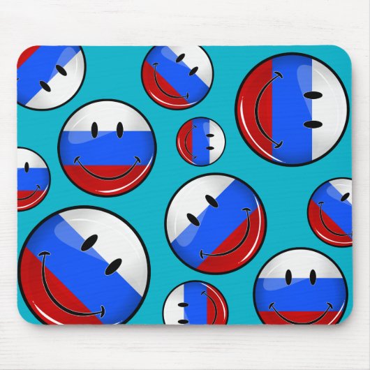 Lächelnde russische Flagge Mousepad (Vorne)