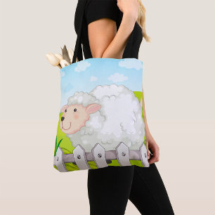 Lächelnde Schafe in sonniger Landschaft Tasche