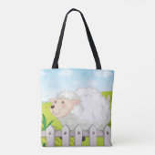 Lächelnde Schafe in sonniger Landschaft Tasche (Rückseite)