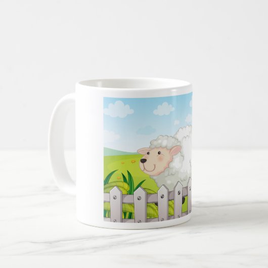 Lächelnde Schafe Kaffeetasse (Vorderseite Links)