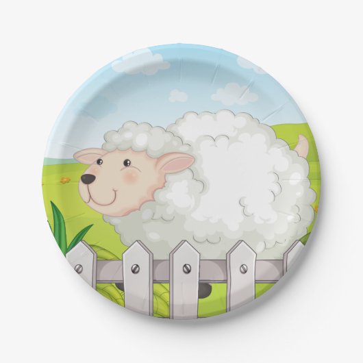 Lächelnde Schafe Pappteller (Vorderseite)