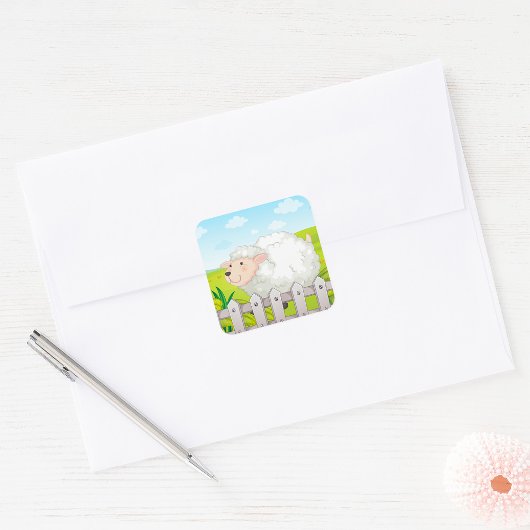 Lächelnde Schafe Quadratischer Aufkleber