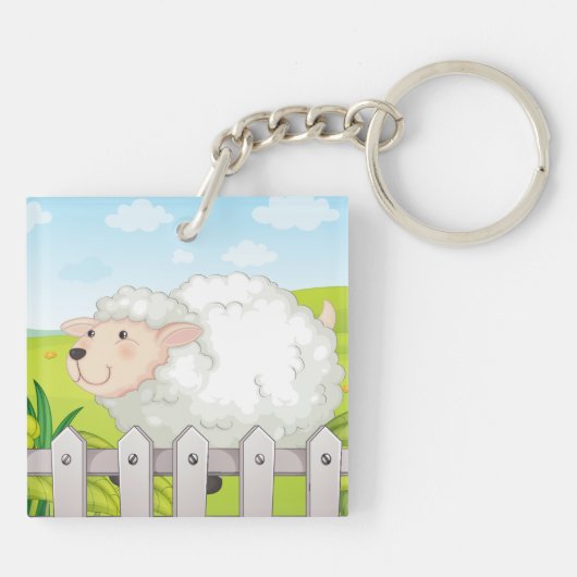 Lächelnde Schafe Schlüsselanhänger (Rückseite)