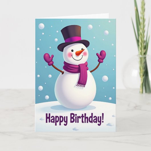 Lächelnde Schneebirthdaycard Karte (Vorderseite)