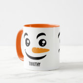 Lächelnde Schneemann Gesicht Tasse (Vorderseite Links)