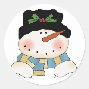 Lächelnde Schneemann-T-Shirts und Geschenke Runder Aufkleber