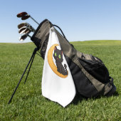 Lächelnde schwarze Katze mit leuchtenden grünen Au Golfhandtuch (Gras)