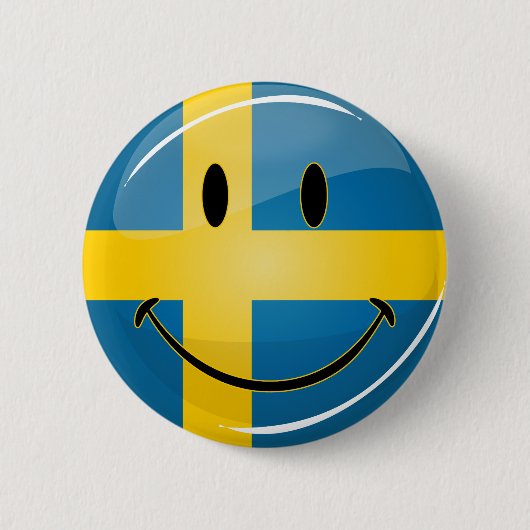Lächelnde schwedische Flagge Button (Vorderseite)