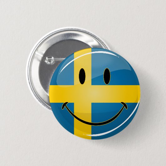 Lächelnde schwedische Flagge Button (Vorne & Hinten)