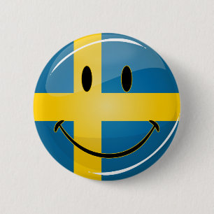 Lächelnde schwedische Flagge Button