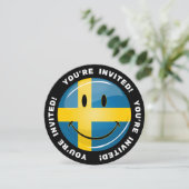 Lächelnde schwedische Flagge Einladung (Stehend Vorderseite)