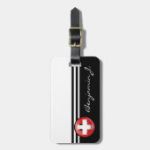 Lächelnde Schweizer Flagge Gepäckanhänger (Vorderseite vertikal)