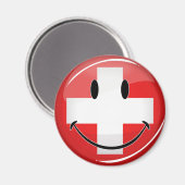 Lächelnde Schweizer Flagge Magnet (Vorderseite/Rückseite)