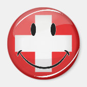 Lächelnde Schweizer Flagge Magnet (Vorne)