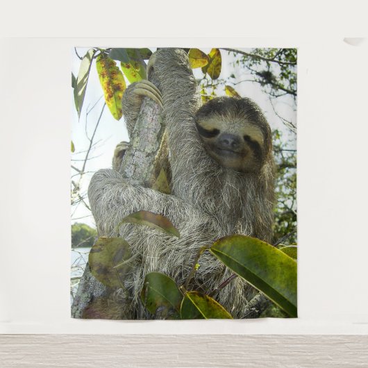 Lächelnde Sloth Tapestry Wandteppich (Vorderseite)