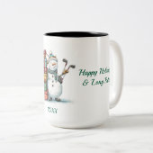 Lächelnde Snowman Holiday Tasse - Original Cartoon (VorderseiteRechts)