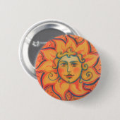 Lächelnde Sonne, Fairytale Fantasy Art, orange gel Button (Vorne & Hinten)