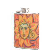 Lächelnde Sonne, Fairytale Fantasy Art, orange gel Flachmann (Links)