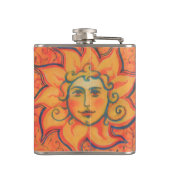 Lächelnde Sonne, Fairytale Fantasy Art, orange gel Flachmann (Rückseite)