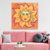 Lächelnde Sonne, Fairytale Fantasy Art, orange gel Leinwanddruck (Insitu (Wohnzimmer))