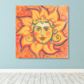 Lächelnde Sonne, Fairytale Fantasy Art, orange gel Leinwanddruck (Insitu (Holzboden))