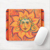 Lächelnde Sonne, Fairytale Fantasy Art, orange gel Mousepad (Mit Mouse)