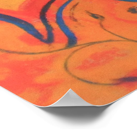 Lächelnde Sonne, Fairytale Fantasy Art, orange gel Poster (Ecke)