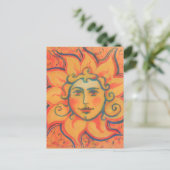 Lächelnde Sonne, Fairytale Fantasy Art, orange gel Postkarte (Stehend Vorderseite)