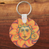 Lächelnde Sonne, Fairytale Fantasy Art, orange gel Schlüsselanhänger (Vorderseite)