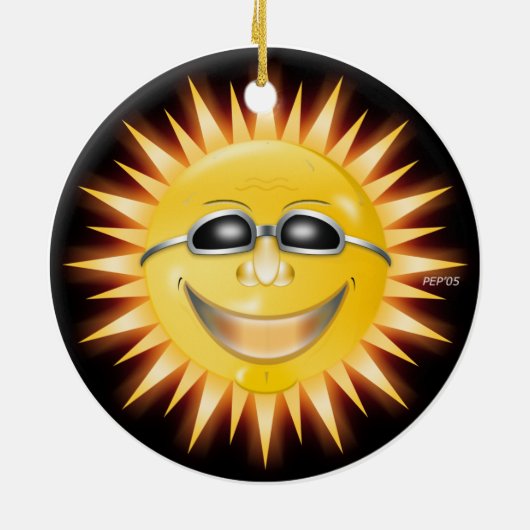 Lächelnde Sonne Keramik Ornament (Hinten)