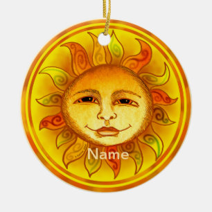 Lächelnde Sonne Keramik Ornament