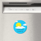 Lächelnde Sonne mit bauschigen Wolken: Magnet (In Situ (Geschirrspüler))