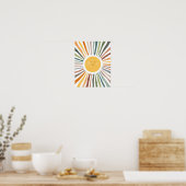 Lächelnde Sonne mit lebendigen Strahlen Poster (Küche)