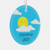 Lächelnde Sonne mit Popcorn Wolken: Ornament Aus Glas (Vorderseite Rechts)