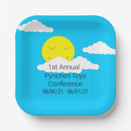 Lächelnde Sonne mit Popcorn Wolken Pappteller