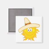 Lächelnde Sonne mit Sombrero Magnet (Vorderseite/Rückseite)
