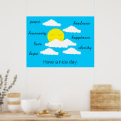 Lächelnde Sonne mit vielen Wolken: Poster (Küche)