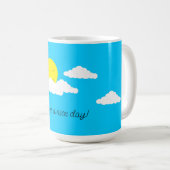 Lächelnde Sonne mit Wolken: Türkis Kaffeetasse (VorderseiteRechts)