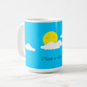 Lächelnde Sonne mit Wolken: Türkis Kaffeetasse (Vorderseite Links)