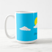 Lächelnde Sonne mit Wolken: Türkis Kaffeetasse (Links)