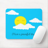Lächelnde Sonne mit Wolken: Türkis Mousepad (Mit Mouse)