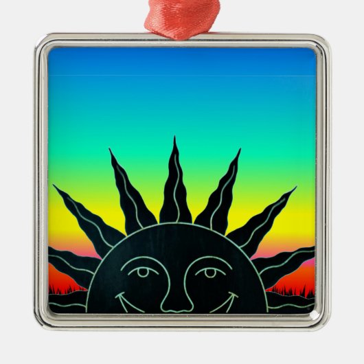 Lächelnde Sonne Ornament Aus Metall (Vorne)